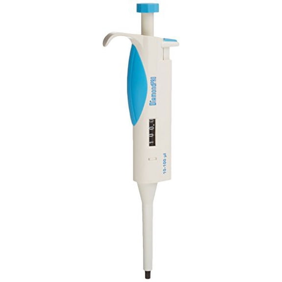 Globe Scientific Diamond PRO 3311-100 Adjustable Volme Research Micropipette, 10-100L Volume, Blue