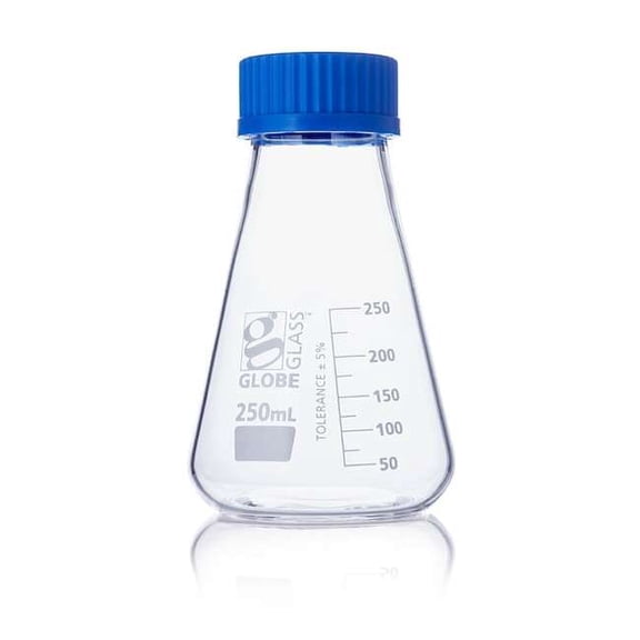Globe Scientific Erlenmeyer Flask,250 mL,140 mm H,PK6 8420250