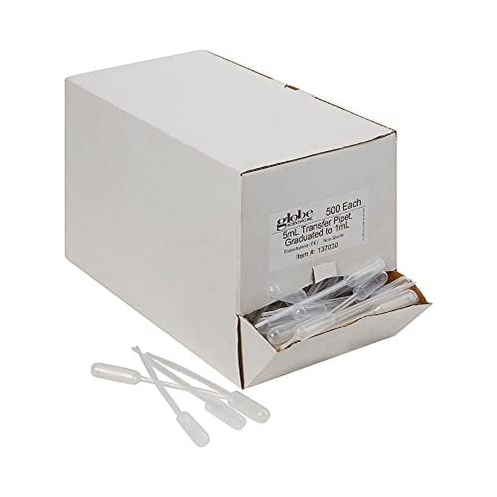 Globe Scientific Transfer Pipettes w/Large Bulb 5 mL, NonSterile