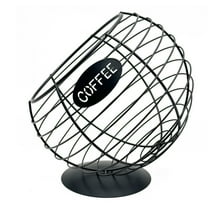 Globe-Shaped Coffee Pod Holder K Cup Holder for Counter Large Capacity Iron Storage Basket Metal Coffee Pods Storage Organizer Black Large Size