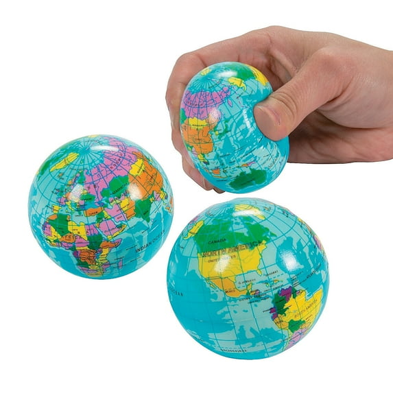 Globe Stress Ball - Party Favors - 12 Pieces