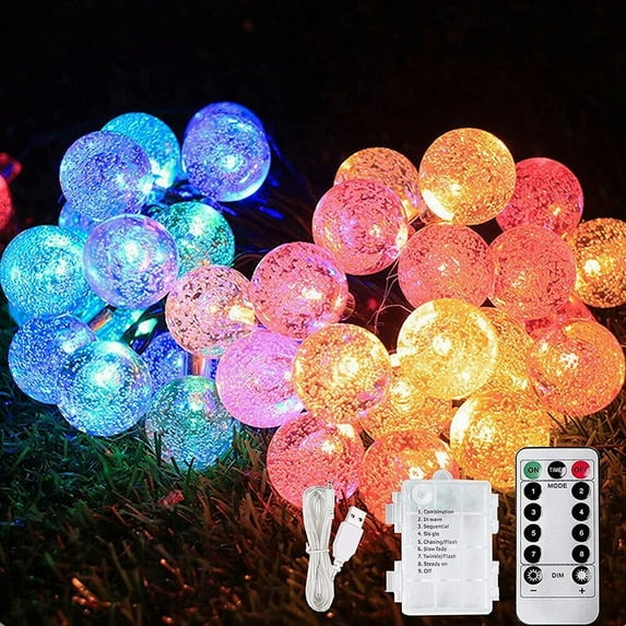 Globe String Lights 30ft 60LED Fairy String Lights Plug in Waterproof + Remote