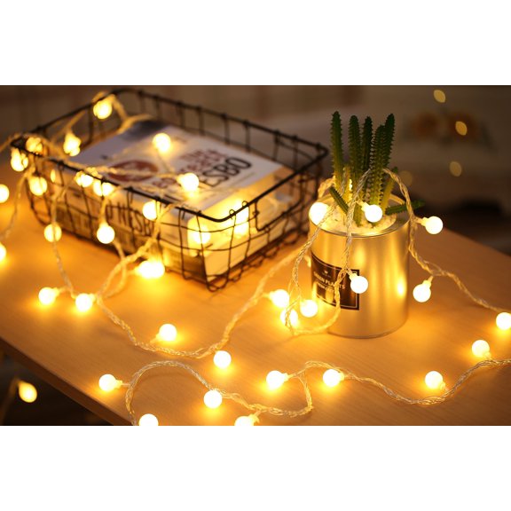 Globe String Lights 33 Feet 100 led, 8 Modes Fairy USB Indoor String Lights for Bedroom, Classroom, Outdoor, Patio, Garden, Party, Wedding - Warm White