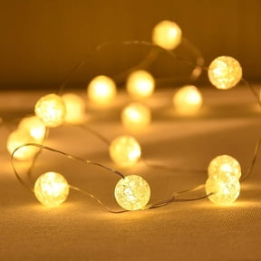 Globe String Lights, 5M 50LED Crystal Crackle Ball Lights Crack Bead String Lights Indoor String Lights Silver Wire USB