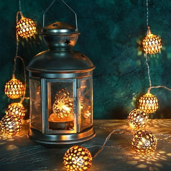 Globe String Lights 9.8ft 20 LED Gold Decorative Lanterns for Indoor Wall Wedding Room Party Living DecorationsGolden