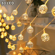 Globe String Lights Battery Powered,Warm Light Ball Lights String,80 LED Globe Lights,LED Globe Fairy Lights for Patio Garden Party Festival Xmas Tree,Waterproof,32.8 ft