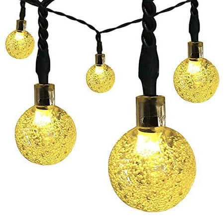 Globe String Lights, CMYK 20 Ft 30 Crystal Balls Waterproof LED Fairy Lights, Outdoor Starry Lights Solar Powered String Lights, Decorative Lighting for Home, Garden, Party, Festival (Warm W