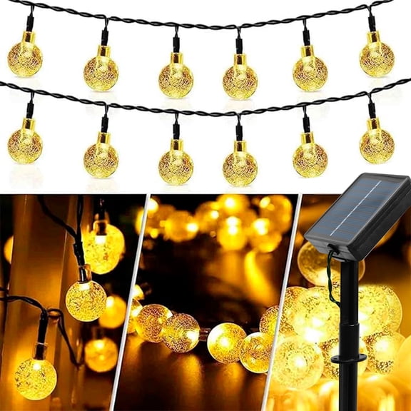 Globe String Lights - Plug in 72.17 ft 100 LED Crystal Globe Fairy Lights with 8 Lighting Modes and Remote for Patio Yard Porch Garden Pool Tent Beach Bedroom Wedding Party Decor, Warm White