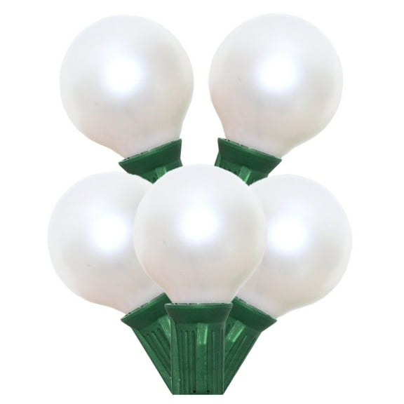 Globe String Lights - White Satin G40 Bulbs - Green Cord