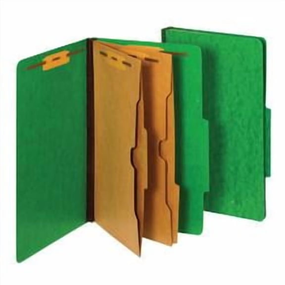 Globe-Weis Colored Classification Folders, 2/5 Cut Tab, 2 Pocket Dividers, Embedded Fasteners, Legal Size, Dark Green, 10 Per Box (29083)