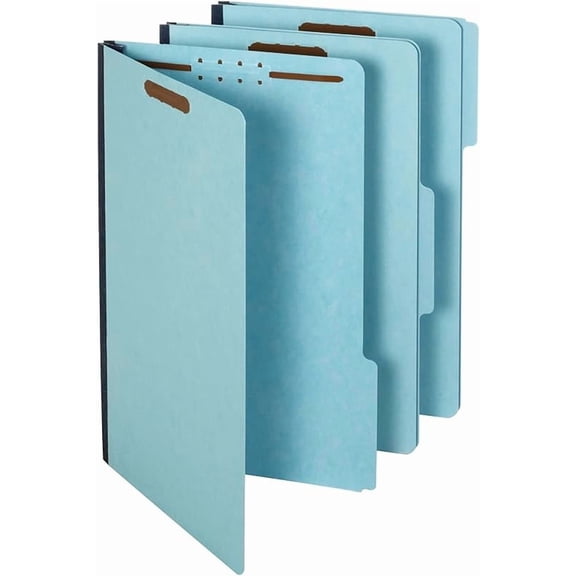 Globe Weis Pressboard Fastener Folders, Legal Size, Light Blue, 1" Expansion, 1/3 Cut, 25/BX (616F21-3BLU)