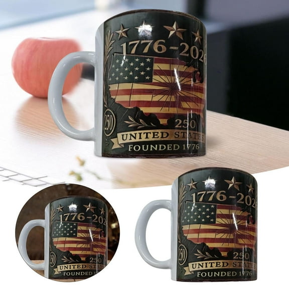 Globe and Heritage 3D Mug for United States 250th Anniversary Commemorative Glass Cup Patriotic Ideal Veteran for Home Display