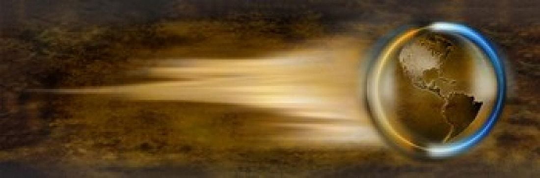 Globe with streaks of lights Canvas Art - Panoramic Images (18 x 6)