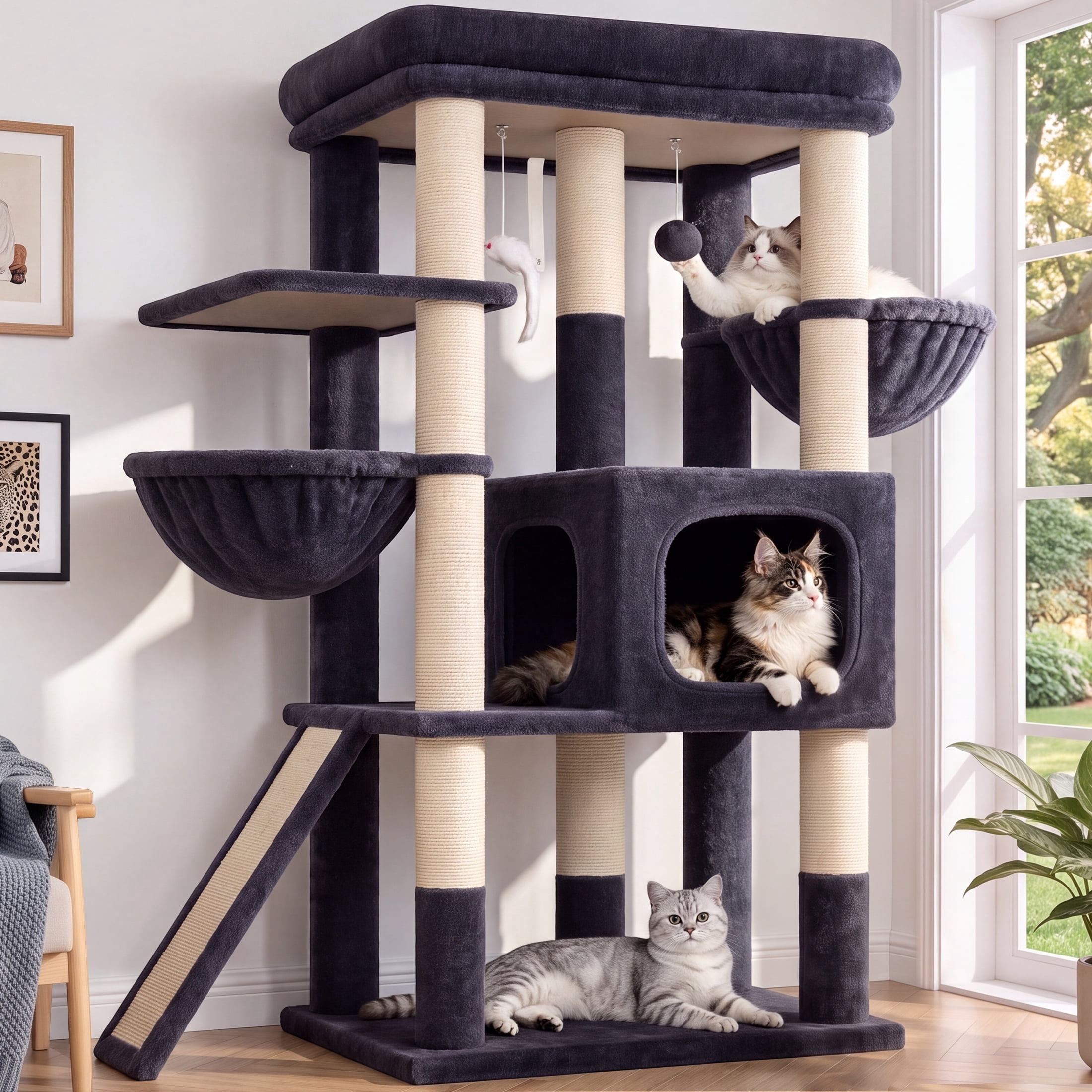 Globlazer 52 Cat Tree Large Cats Multi Level Cat Tower 4 Indoor Cats 2 Hammocks Condo Heavy Duty Cat Tree Tower Sisal Scratching Posts Space Saving S: Buying Advice That Holds Up