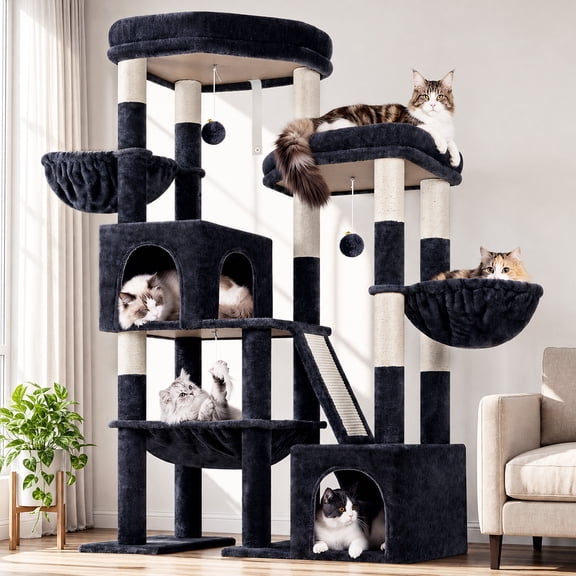 Globlazer Cat Tree for Large Cats 59" Cat Tower Condo with Scratching Post for Indoor Cats, Dark Gray