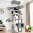 thumbnail image 1 of Globlazer 77" Large Cat Tree and Tower Condo for Indoor Cats with 6 Sisal Scratching Posts, 2 Condos, Light Gray, 1 of 9