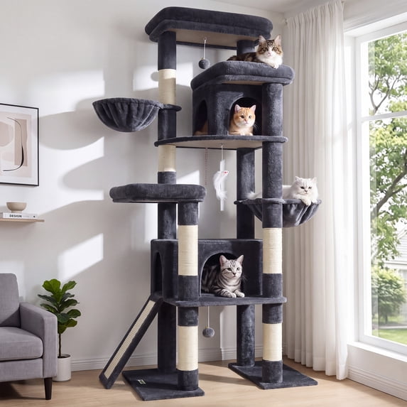 Globlazer 78" Multi-Level Large Cat Tree and Tower Condo for Indoor Cats with Sisal Scratching Posts, Dark Gray