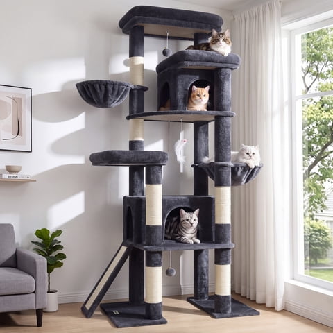 Globlazer 78" Multi-Level Large Cat Tree and Tower Condo for Indoor Cats with Sisal Scratching Posts, Dark Gray