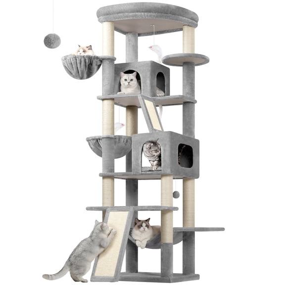 Globlazer 81 Inch Cat Tree for Large Cats, Extra Large Multi-Level Cat Tree Tower with XL Perch for Sleeping & Sisal Posts, Heavy Duty Cat Tree for 4+ Cats Multi-Cat Home, S81F, Beige