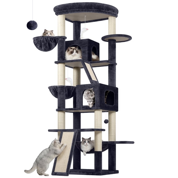 Globlazer 81 Inch Cat Tree for Large Cats, Extra Large Multi-Level Cat Tree Tower with XL Perch for Sleeping & Sisal Posts, Heavy Duty Cat Tree for 4+ Cats Multi-Cat Home, S81F, Beige