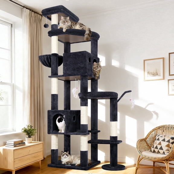 Globlazer XXL Giant Cat Tree, 83 Inch Heavy Duty Tall Cat Tower for Indoor Cats Large Adult with 7 Scratching Posts, Dark Gray