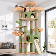 Globlazer 83'' Multi-Level Large Cat Tree Tower for Indoor Cats with Sisal Scratching Post, Hammock & 2 Condos, Green