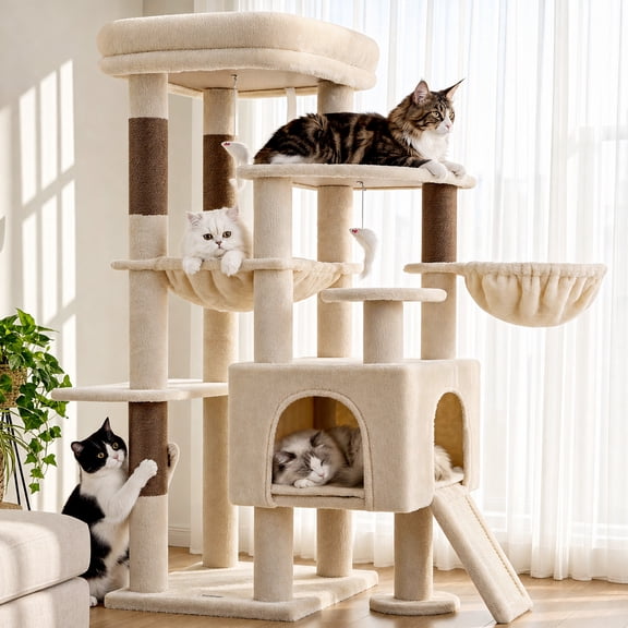 Globlazer S51 Sturdy Cat Tree for Indoor Large Cats, Beige