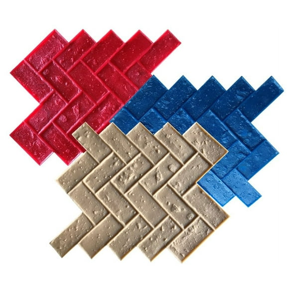 Globmarble Herringbone Brick Stamped Concrete Cement, 32 3/4" x 26"