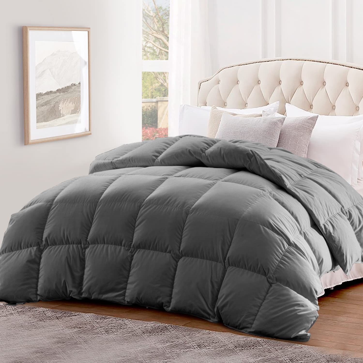 Globon Luxurious Feather Down Comforter Queen Size Fluffy Hotel Collection Duvet Insert
