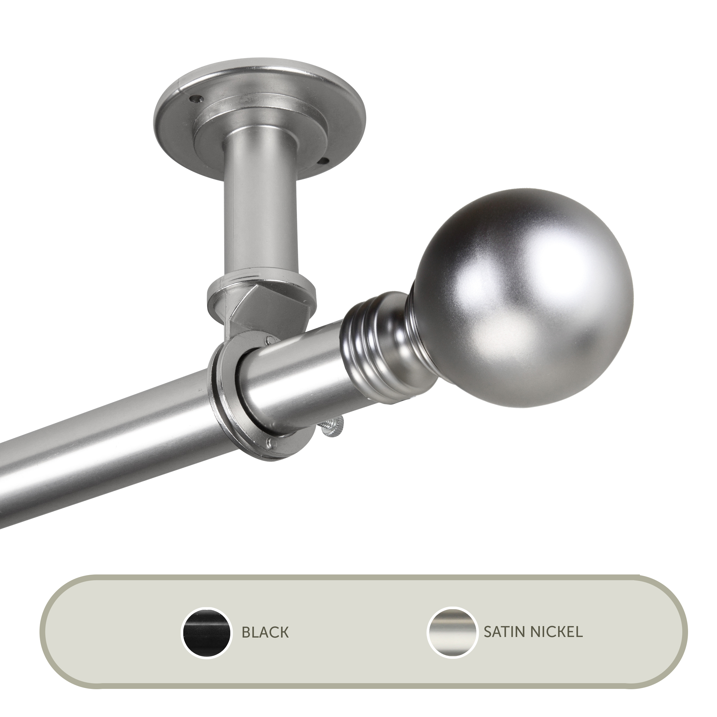 Globus Ceiling 1" Curtain Rod/ Room Divider 28-48 inch - Satin Nickel