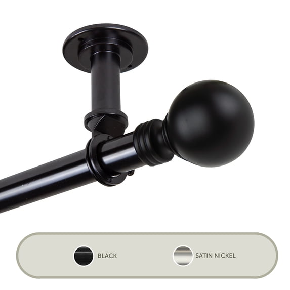 Globus Ceiling 1" Curtain Rod/ Room Divider 48-84 inch - Black