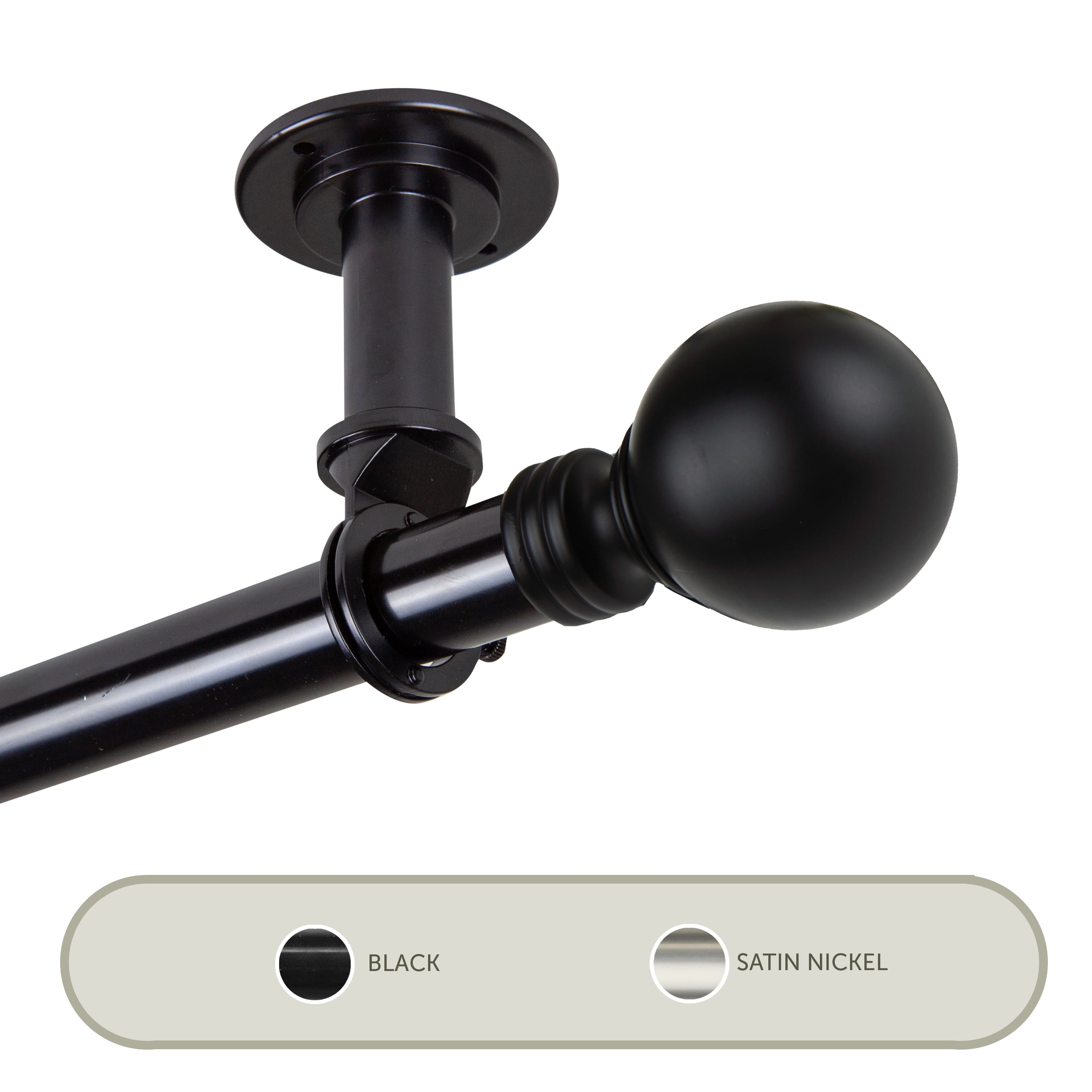 Globus Ceiling 1" Curtain Rod/ Room Divider 66-120 inch - Black