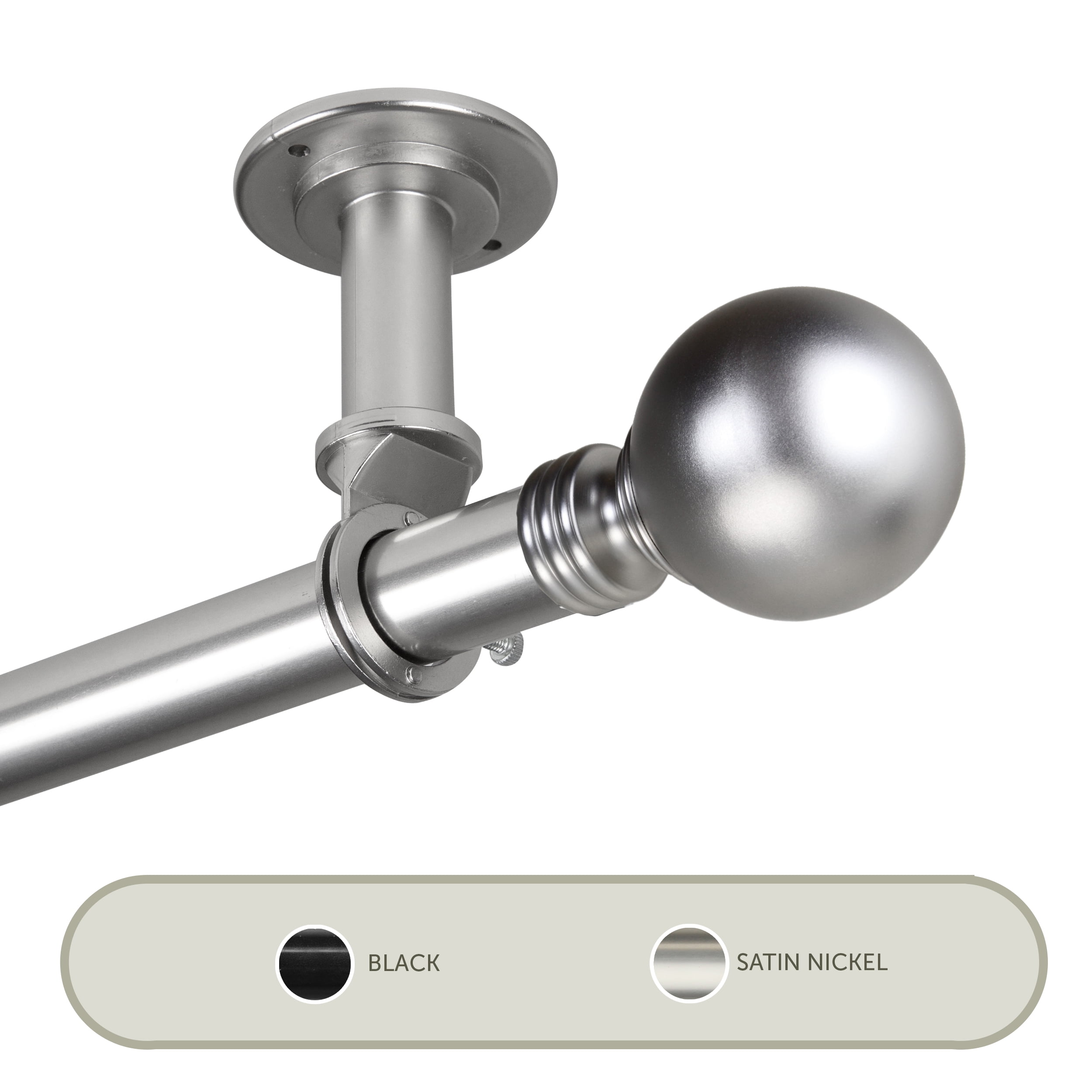 Globus Ceiling 1" Curtain Rod/ Room Divider 66-120 inch - Satin Nickel
