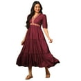thumbnail image 1 of Globus Women Embroidered Puff Sleeve Tiered Fit & Flare Maxi Ethnic Dress, 1 of 6