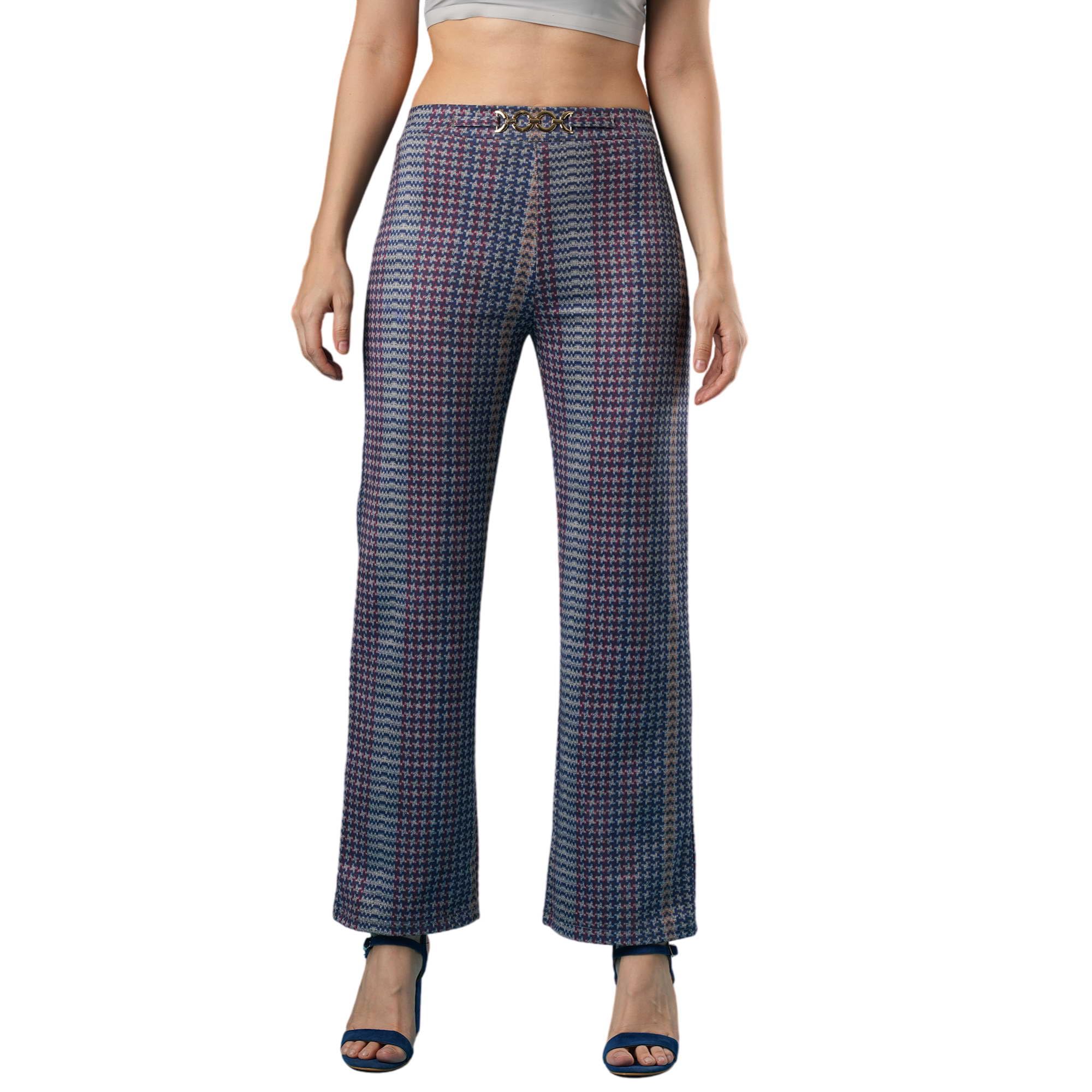 Globus Women Hazzy Printed Mid Rise Stretchable Straight Fit Treggings ...