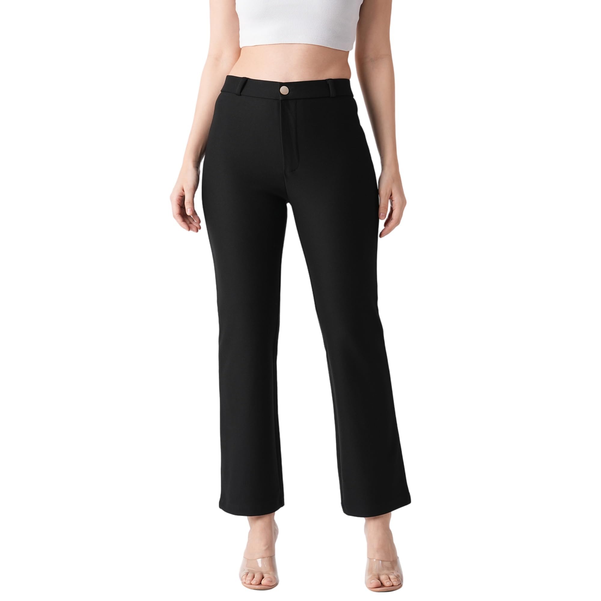 Globus Women Mid Rise Stretchable Straight Fit Treggings - Walmart.com