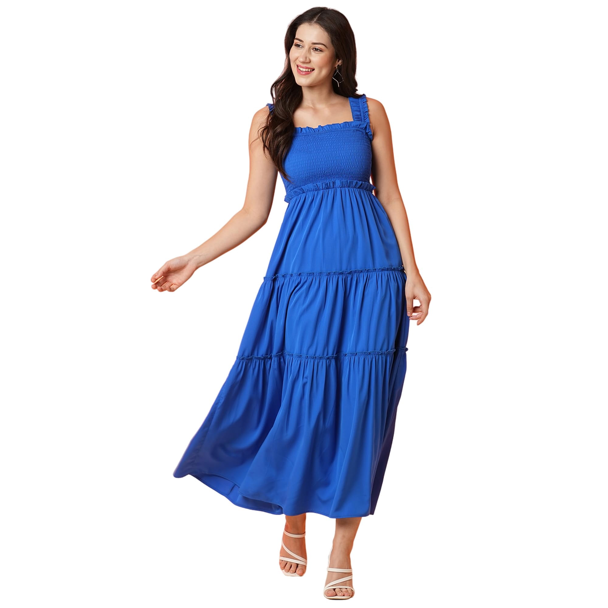 Globus Women Smocked Tiered Fit & Flare Maxi Dress — free download