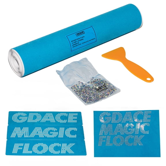 Glocto Rhinestone Template Metarial Magic Sticky Flock Self Adhesive Rhinestone Flock in Roll for Cutting Machine 12" x 4 Yards