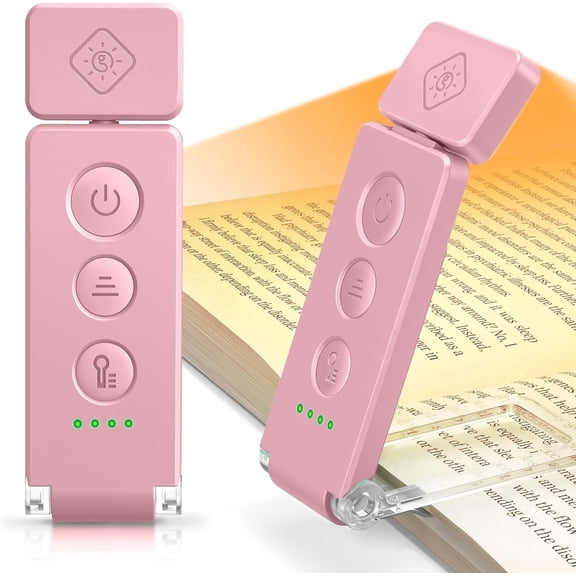 Glocusent 12 LED Rechargeable Book Light, Clip-on Reading Light with 5 Colors & 5 Brightness Levels, Up to 100Hrs Runtime, Eye-Caring Reading Lights for Books in Bed, Perfect for Book Lovers, Kids