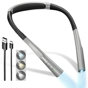 Glocusent Book Light, 3-Color & 6-Brightness Reading Light, Bendable Neck Light, Long Lasting Rechargeable Lamp, Perfect Book Light for Reading in Bed, Knitting, Camping, Repairing, Book Lovers Gifts