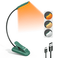 thumbnail image 1 of Glocusent Mini Rechargeable 10 LED Amber Book Light for Reading in Bed, Eye-Care Clip on Reading Light Up to 80 Hrs, 3 Dimmable Brightness x 3 Color Modes, Perfect Little Book Light for Readers & Kids, 1 of 5