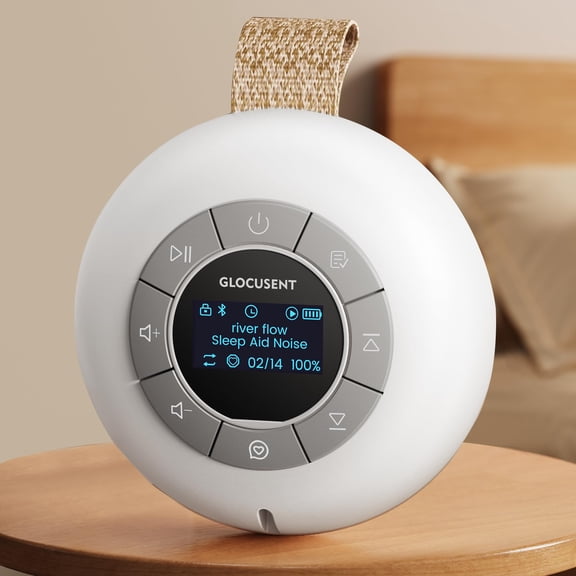 Glocusent Portable White Noise Machine, 62 Soothing Sounds, 2000mAh Battery for 30Hrs Long Lasting - Noise Canceling for Office & Sleeping, Travel Sound Machine for Baby Kids Adults