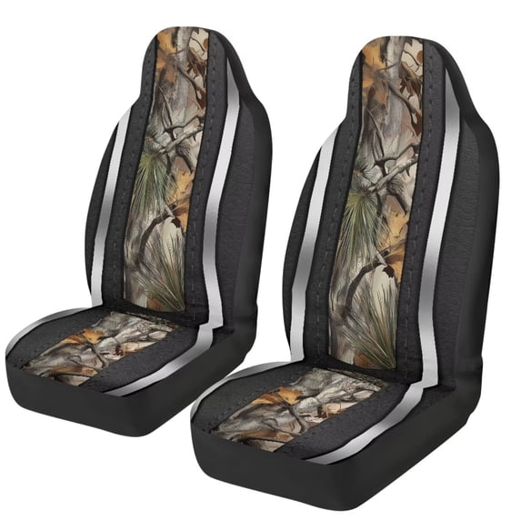 Glofpot Camouflage Forest Car Seat Covers for Men Women Front Car Seat Cover Vehicle Seats Protector Auto Interior Decor Accessories for SUV Truck Van Sedans