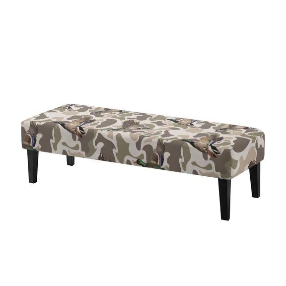 Glofpot Elastic Bench Cover, Stretch Washable Bench Seat Slipcover, Indoor Furniture Cover for Entryway Dining Bench, Mallard Duck Camo