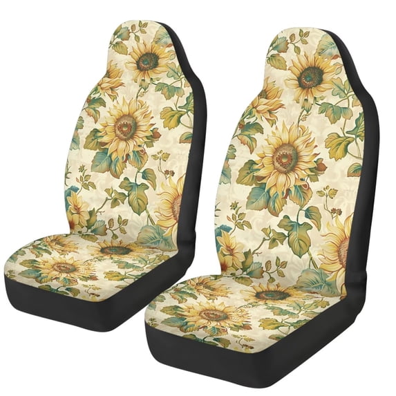 Glofpot Sunflowers Car Seat Covers 2Pcs Auto Seat Cover Car Accessories with Front Drive Seat Cover Protect Accessories Universal Fit Most Cars