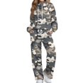 thumbnail image 1 of Glofpot Women's 2 Piece Outfits, Mock Neck Sweatsuits Loungewear Set Long Sleeve Sweatshirt, Wide Leg Sweatpants, Oversized Sweat Sets, Casual Tracksuit, Drawstring Activewear, Grey Camo, 1 of 7