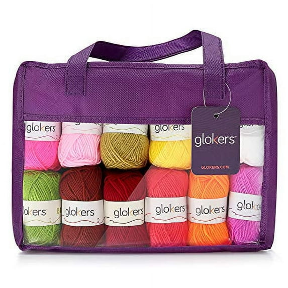 Glokers Crochet Yarn, 24 Color Acrylic Yarn for Crocheting (25g Each) 525 Yards Total