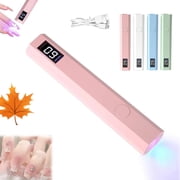 Glonailstickers Finger Nails Uv Light, Glo Nail Stickers Kit with UV Light, Portable Mini Nail Lamp, Handheld UV Light for Gel Nails, 400mah Rechargeable, LED Display Pink