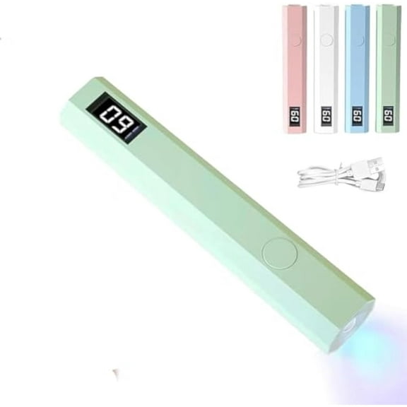 Glonailstickers Finger Nails Uv Light, Nail Stickers Kit with Uv Light, Portable Mini Nail Lamp, Cordless Uv Led Nail Lamp, Portable Nail Dryer for Home Personal DIY (Green)