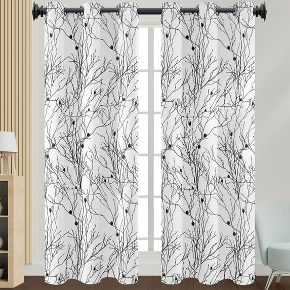 Glonme Eyelet Ring Top Blackout Window Treatments Grommet Room Darkening Curtain Floral Printed Window Drapes for Bedroom Living Room Style 8 W:43"x H:63"